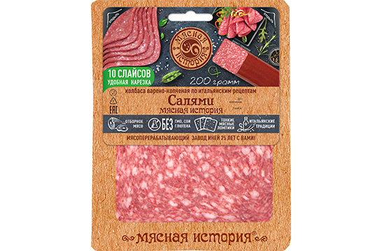Колбаса Салями Мясная история варено-копченая
