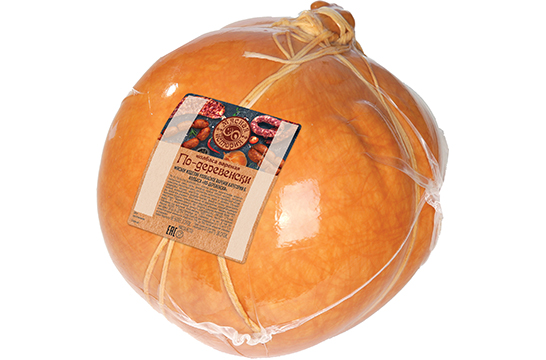 Колбаса По-деревенски, мясной колобок, в натуральной оболочке, вареная