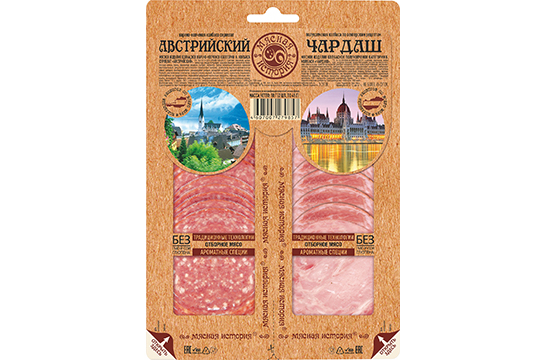 Колбасы Австрийский варено-копченая/ Чардаш полукопченая, микс