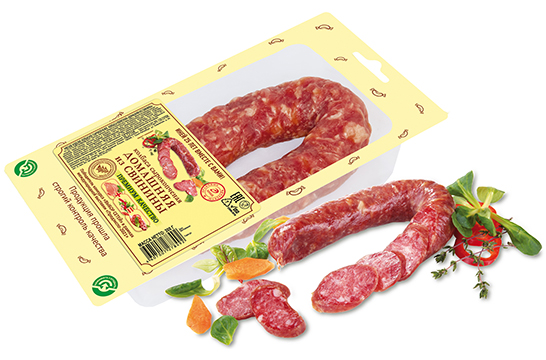 Колбаса Домашняя из свинины, кольцом, в натуральной оболочке, сырокопченая