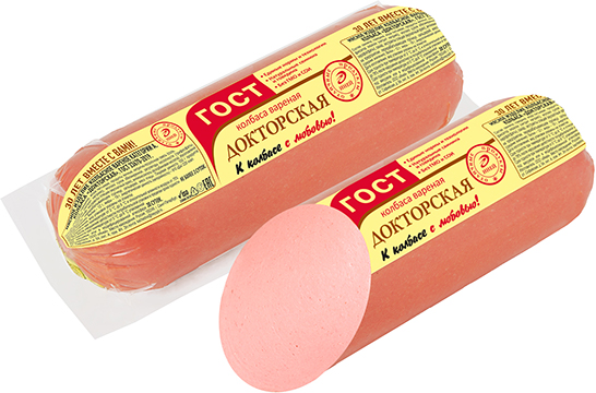 Колбаса Докторская ГОСТ вареная, в целлофане